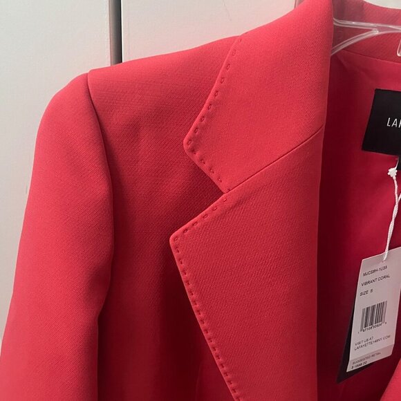 NWT Lafayette 148 New York Single Button Drop Wool & Silk-Blend Blazer, Coral, S - Picture 7 of 12